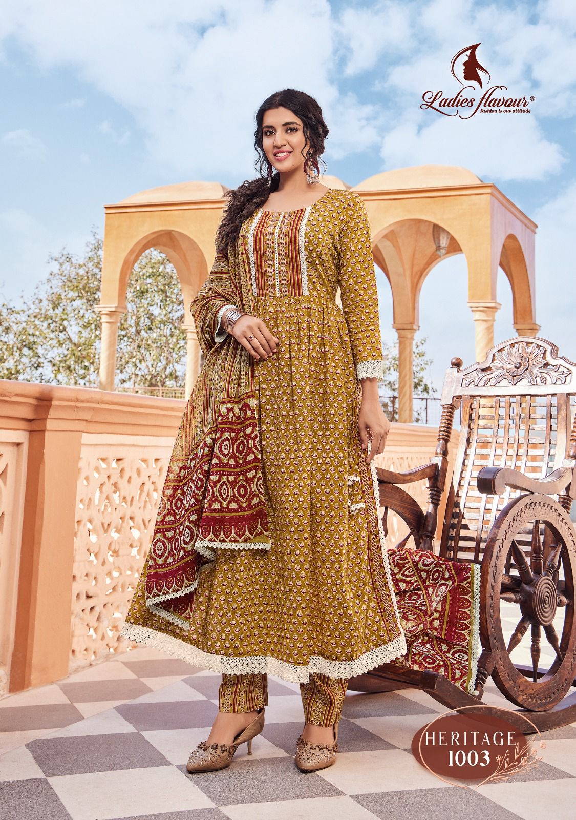 Ladies Flavour Heritage Fancy Wear Wholesale Printed Cotton Suits